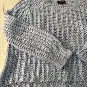 Wooden Ships Cozy Knit Mohair Wool Blend Sweater Dusty Blue SM Slouchy Coastal